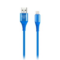Дата-кабель Smartbuy 8pin кабель в рез. оплет. Gear, 1м. мет.након., <2А, син.(iK-512ERGbox blue)/50