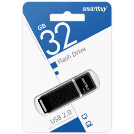 USB накопитель Smartbuy 32GB Quartz series Black (SB32GBQZ-K) - 