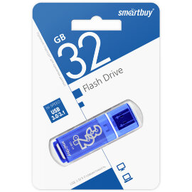 USB 3.0 накопитель Smartbuy 32GB Glossy series Dark Blue (SB32GBGS-DB) - 