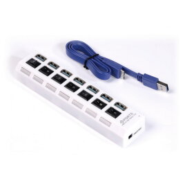 USB 3.0 хаб с выключателями, 7 портов, СуперЭконом, белый, SBHA-7307-W - 
