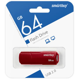 USB 2.0 накопитель SmartBuy 64GB CLUE Burgundy (SB64GBCLU-BG) - 