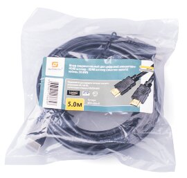 Шнур HDMI штекер - HDMI штекер 5.0м,(никель-золото, сетка-нейлон) - 