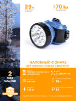 Аккумуляторный налобный фонарь 12 LED Smartbuy, синий (SBF-26-B)/120