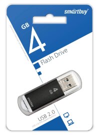 USB 2.0 накопитель Smartbuy 4GB V-Cut Black (SB4GBVC-K) - 