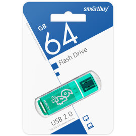 USB накопитель Smartbuy 64GB Glossy series Green (SB64GBGS-G) - 