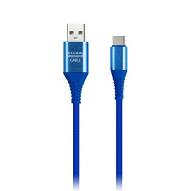 Дата-кабель Smartbuy Type C кабель в рез. оплет.Gear,1м. мет.након.,<2А, син.(iK-3112ERGbox blue)/50 - 