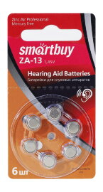 Батарейка для слуховых аппаратов Smartbuy A13-6B (60/3000) (SBZA-A13-6B) - 