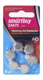 Батарейка для слуховых аппаратов Smartbuy A675-6B (60/3000) (SBZA-A675-6B) - 
